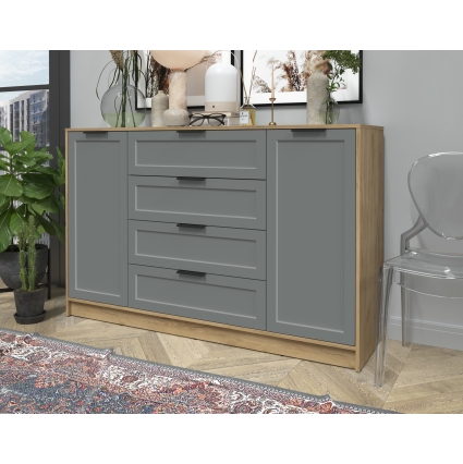 Тумба Тренд КТ-Т160 (Дуб золотой ЛДСП/ Серый ЛМДФ) Ш1600 В1020 Г451